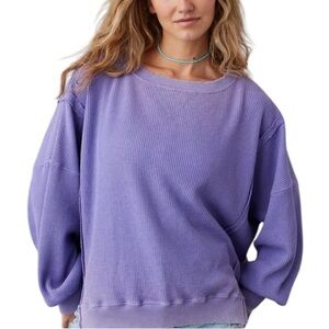 American Eagle Seriously Lived In Purple Long Sleeve Waffle Knit Oversized XL